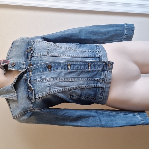 Bullhead Denim Co 90s Jacket Plaid Flannel Inserts Distressed Jean Trucker Sz.S - Picture 10 of 10